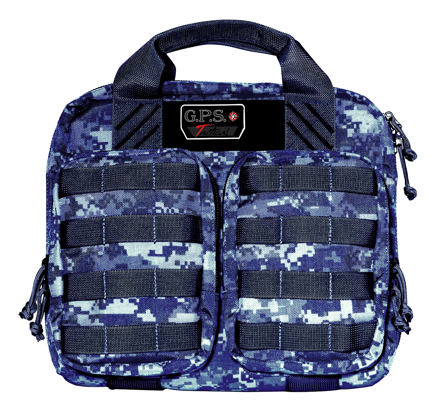 GPS Bags T1413PCG Double +2 Tactical Gray Digital 1000D Nylon Teflon Coating with Visual ID Storage System, Lockable YKK Zippers, MOLLE Webbing & Ammo Storage Pockets Holds UP To 4 Handguns