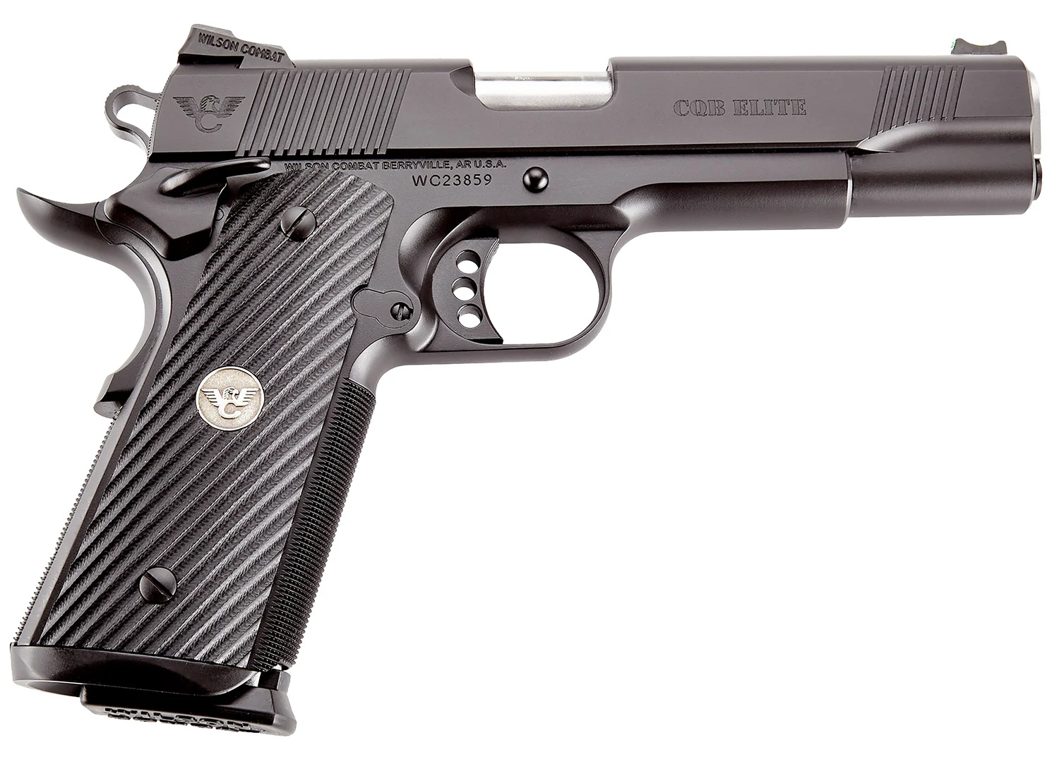 Wilson Combat CQBEFS45A CQB Elite 45 ACP 8+1 5" Stainless Match Grade Barrel, Black Serrated Carbon Steel Slide, Black Carbon Steel Frame w/Beavertail, Black G10 Starburst Grip