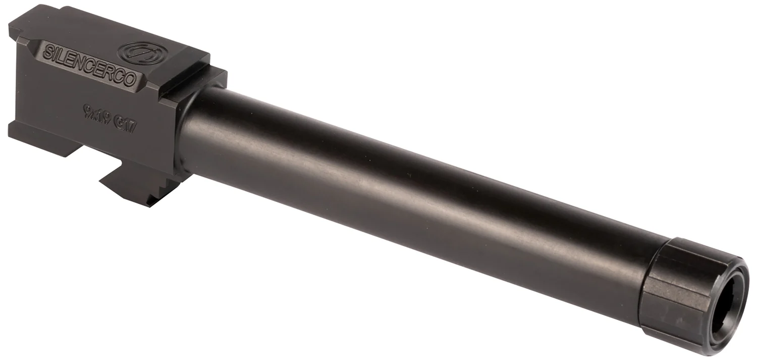 SilencerCo AC864 Threaded Barrel 5" 9mm Luger, Black Nitride Stainless Steel, Fits Glock 17 Gen 1-4