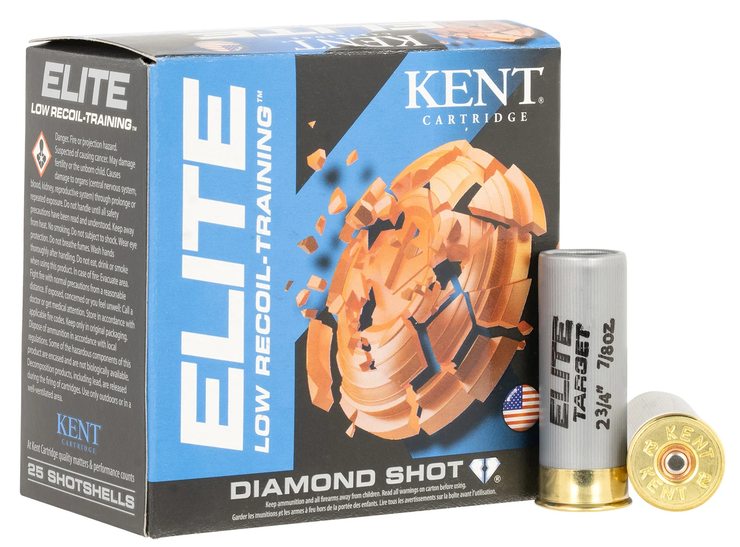 Kent Cartridge E12LB248 Elite 12Gauge 2.75" 7/8oz 8Shot 25 Per Box/10 Case