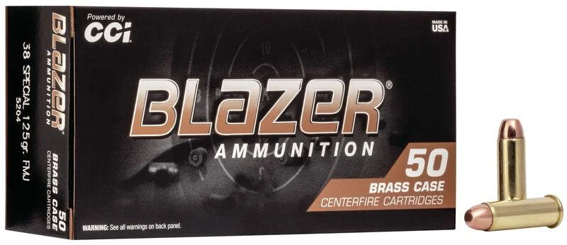 CCI Blazer Brass Handgun Ammunition .38 Spl 125 gr FMJ 865 fps 50/ct